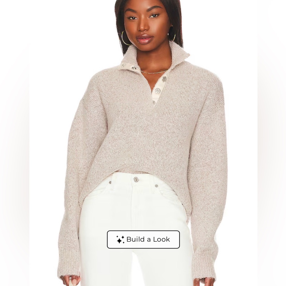525 America Women's Cream Half-Zip Turtleneck Sweater